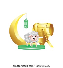 3.d concepto de diseño de oro y verde de eid al adha