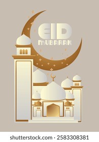 3D Eid mubarak background for raya event