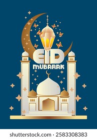 3D Eid mubarak background for raya event