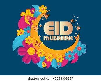 3D Eid mubarak background for raya event