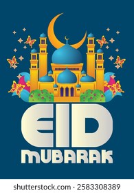 3D Eid mubarak background for raya event