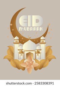 3D Eid mubarak background for raya event