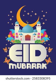 3D Eid mubarak background for raya event