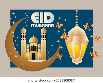 3D Eid mubarak background for raya event