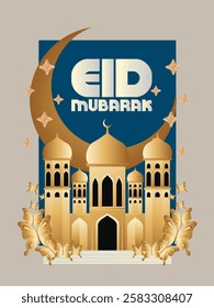 3D Eid mubarak background for raya event