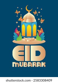 3D Eid mubarak background for raya event