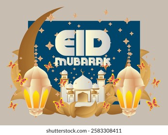 3D Eid mubarak background for raya event