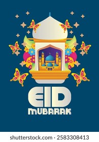 3D Eid mubarak background for raya event