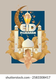 3D Eid mubarak background for raya event