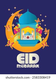 3D Eid mubarak background for raya event