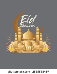 3D Eid mubarak background for raya event