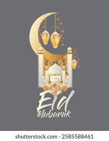 3D Eid mubarak background for raya event