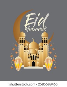 3D Eid mubarak background for raya event