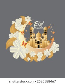 3D Eid mubarak background for raya event