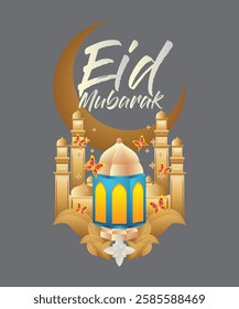 3D Eid mubarak background for raya event