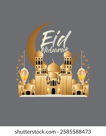 3D Eid mubarak background for raya event