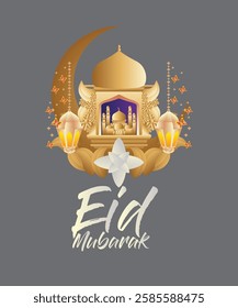 3D Eid mubarak background for raya event