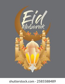 3D Eid mubarak background for raya event