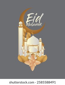 3D Eid mubarak background for raya event