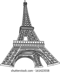 3D Eiffel Tower Coloring Book Illustration