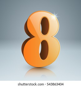 3d eight icon on the grey background