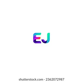 3D EJ, JE letter logo design template elements. Modern abstract digital alphabet letter logo.