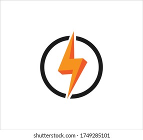 3d electric bolt spark inside circle vector icon logo design template