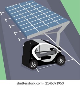 Auto eléctrico 3D en un aparcamiento