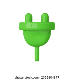 3. Elektrischer grüner Stecker. Ladezeichen Grüne Energie, saubere Energie, erneuerbare, umweltfreundliche Konzepte. Vektorgrafik-Illustration im 3D-Stil