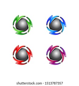 3D Electric logo and icon design. With 4 color options 
