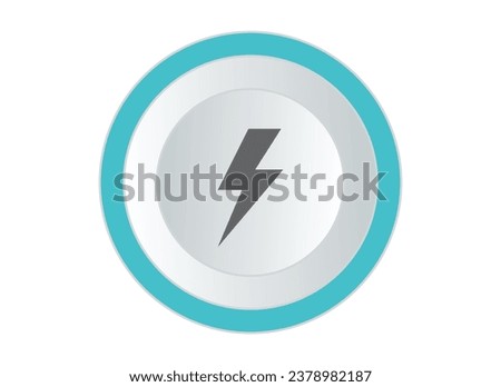 3d electric power charge charging energy on off push icon. Lightning symbol for website, mobile app, UI UX.