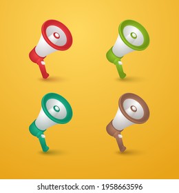 3d Electronic megaphone elegant dan minimalist vector illustration set