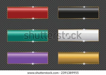 3D Elegant Black White and Gold Isolated Banner Designs Realistic Signboards or Bar with Shiny Gold Frame Modern Realistic Banner Templates for Adding Text or Titles Isolated on Transparent Background