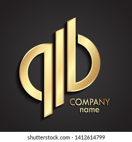 3d elegant brand shape shiny golden design logo