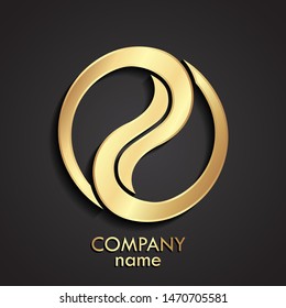 3d elegant golden circle beautiful logo