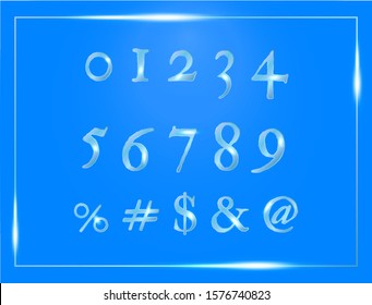 
3D Elegant Ice Crystal Effect Number and Symbol