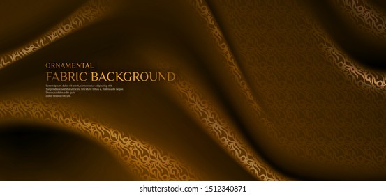 3d elegant luxurious traditional ornament drape fabric wide horizontal banner, batik, thai pattern style background