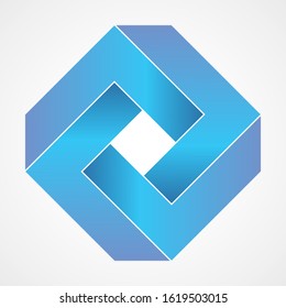 3D Elegant Rectangle Blue Graadient Vector Logo Design