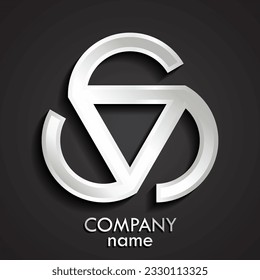 3.ᵉʳ elegante logotipo de metal del triángulo de plata