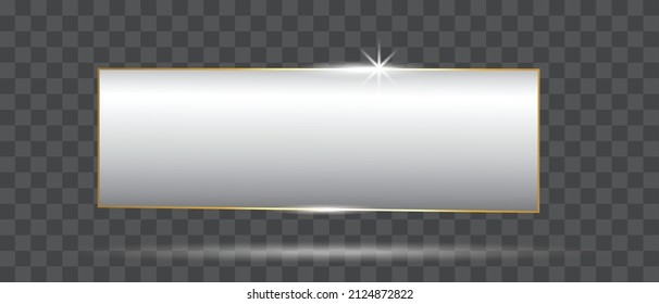 3D Elegant White and Gold Isolated Banner Designs Realistic Signboard or Bar with Modern Shiny Gold Frame Modern Realistic Website Button Templates for Adding Text or Titles Isolated on Transparent
