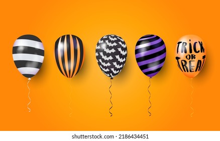 Globos de Halloween con elementos 3D. Feliz decotación de Halloween. Ilustración vectorial