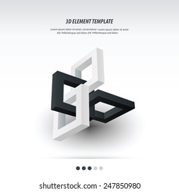 3d Element Template design black and white color
