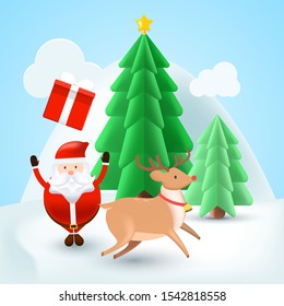 3d elements of christmas, santa claus, christmas tree,bell, gingerbread man,gift in clay style. vector and illustration.