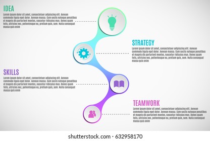3d elements of infographics for your business projects. Empty paper, three-dimensional circles in the style metaball. Strategy in business. Multicolored connections. Vector illustration . EPS 10