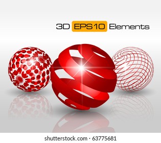 3D elements for print and web - vector illustration
