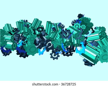 3d elements in a single visual order. Vector