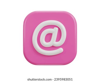 3d email icon on at the rate sign social media icon