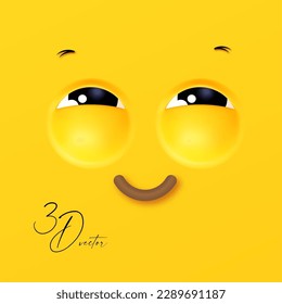 3D emational face on yellow background.