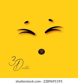 3D emational face on yellow background. Sing and cry