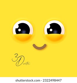 3D emational face on yellow background.